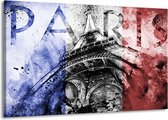 Peinture | Peinture sur toile Paris, Tour Eiffel | Bleu, rouge, noir | 140x90cm 1 Liège | Tirage photo sur toile