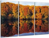 GroepArt - Schilderij -  Herfst - Oranje, Groen, Geel - 120x80cm 3Luik - 6000+ Schilderijen 0p Canvas Art Collectie