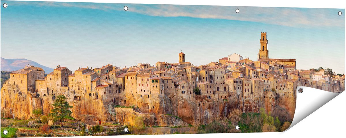Gards Tuinposter Oude Stad in Toscane, Itali� - 150x50 cm - Tuindoek - Tuindecoratie - Wanddecoratie buiten - Tuinschilderij Multikleur