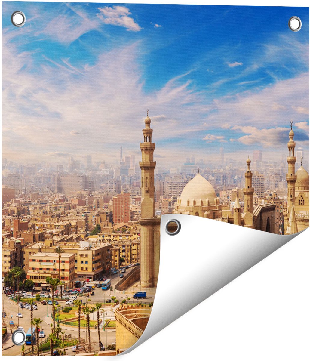 Gards Tuinposter Moskee in Cairo, Egypte - 40x40 cm - Tuindoek - Tuindecoratie - Wanddecoratie buiten - Tuinschilderij Multikleur