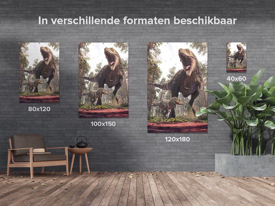 Affiche de jardin Gards Dinosaurus Tyrannosaurus Rex - T- Rex - 100x150 cm - Toile de jardin - Décoration de jardin - Décoration murale extérieure - Tableau de jardin