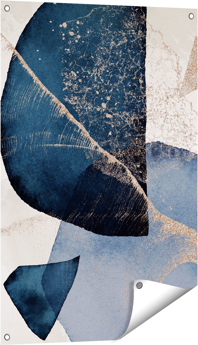 Gards Tuinposter Abstracte Kunst - Marmer met Gloed - 60x90 cm - Tuindoek - Tuindecoratie - Wanddecoratie buiten - Tuinschilderij Multikleur