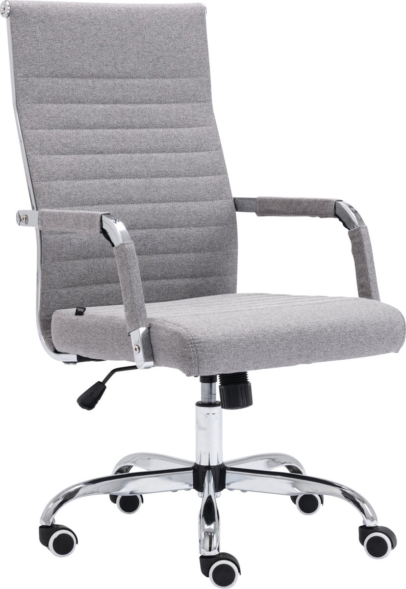 Bureaustoel Herberto - vergaderstoel - Light Grey - stof - ergonomisch - in hoogte verstelbaar - 46x49x106cm