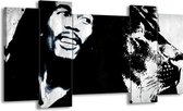 GroepArt - Schilderij - Bob Marley - Zwart, Wit - 120x65cm 5Luik - Foto Op Canvas - GroepArt 6000+ Schilderijen 0p Canvas Art Collectie - Wanddecoratie