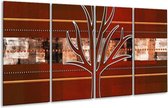 GroepArt - Glasschilderij - Modern - Bruin, Grijs, Geel - 160x80cm 4Luik - Foto Op Glas - Geen Acrylglas Schilderij - 6000+ Glasschilderijen Collectie - Wanddecoratie