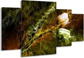 GroepArt - Schilderij -  Tulp - Groen, Geel - 160x90cm 4Luik - Schilderij Op Canvas - Foto Op Canvas