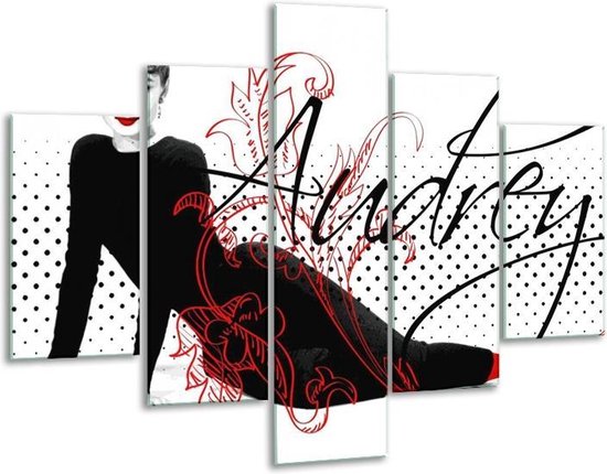 Glasschilderij Audrey | Zwart, Wit, Rood |