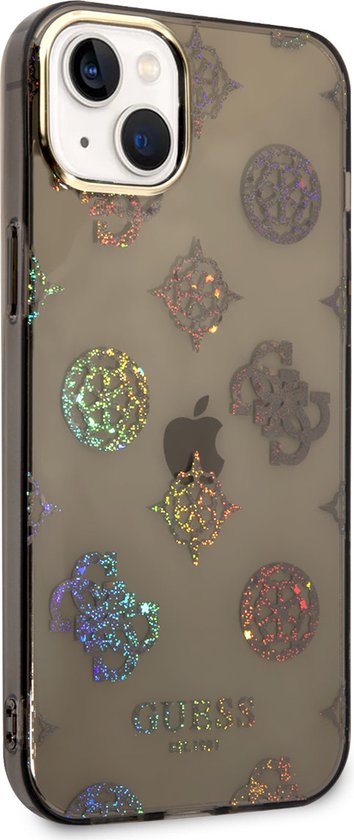Glitter arrière à paillettes Guess 4G Peony pour Apple iPhone 14 Plus (6,7") - Zwart