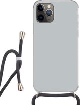 Telefoonkoord - Telefoonketting - Hoesje met koord Geschikt voor iPhone 13 Pro Max - Interieur - Grijs - Licht - Siliconen - Crossbody - Telefoonhoesje met koord