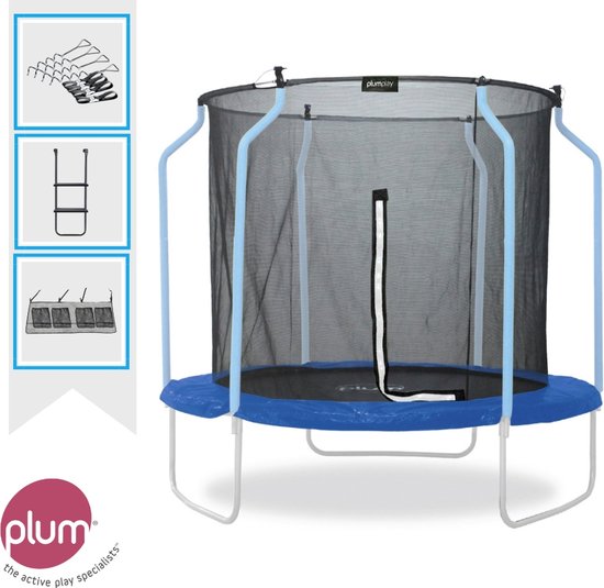 Plum Trampolino Wave 240 Cm Con Recione Di Sicurezza – Struttura In Acciaio Zincato, Nero E Giallo - 3
