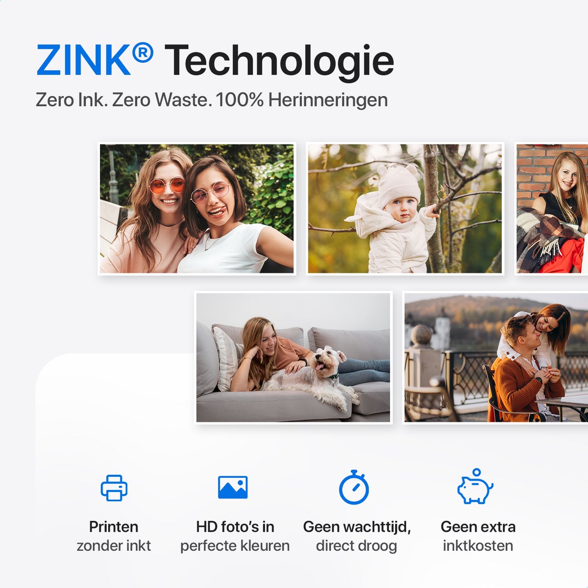 mini HD Foto Printer met App - Bluetooth Kleur Fotoprinter - Mobiele Pocket Printer voor Smartphone - 5 x 7,6cm — afbeelding 2