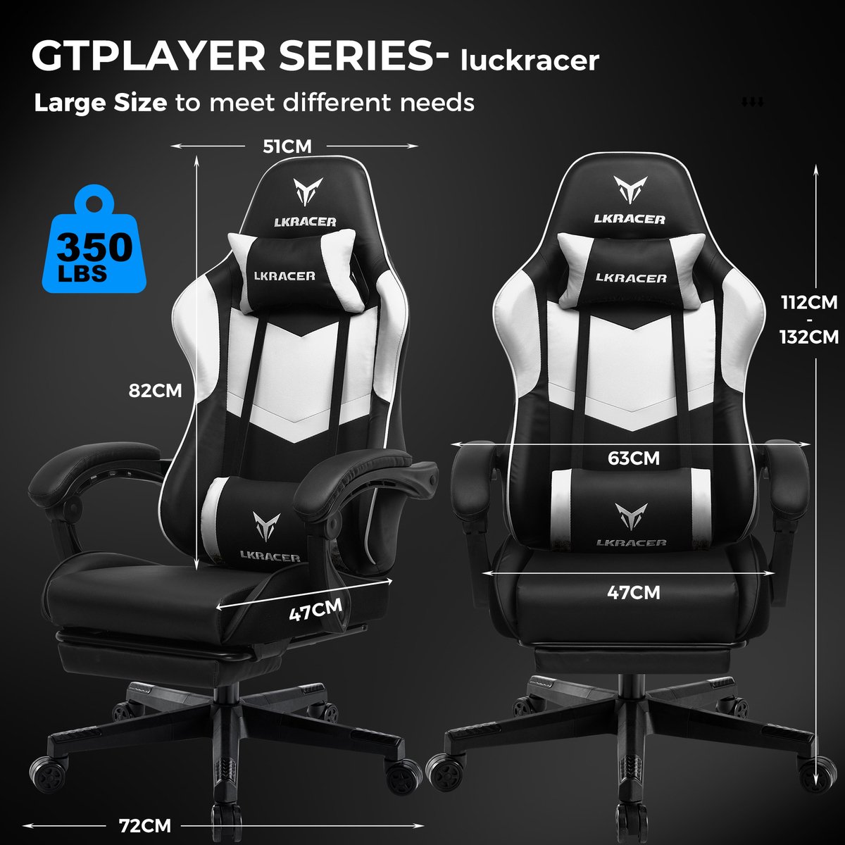 Gaming Stoel met Telescopische Voetsteun, Ergonomisch In - afbeelding 3