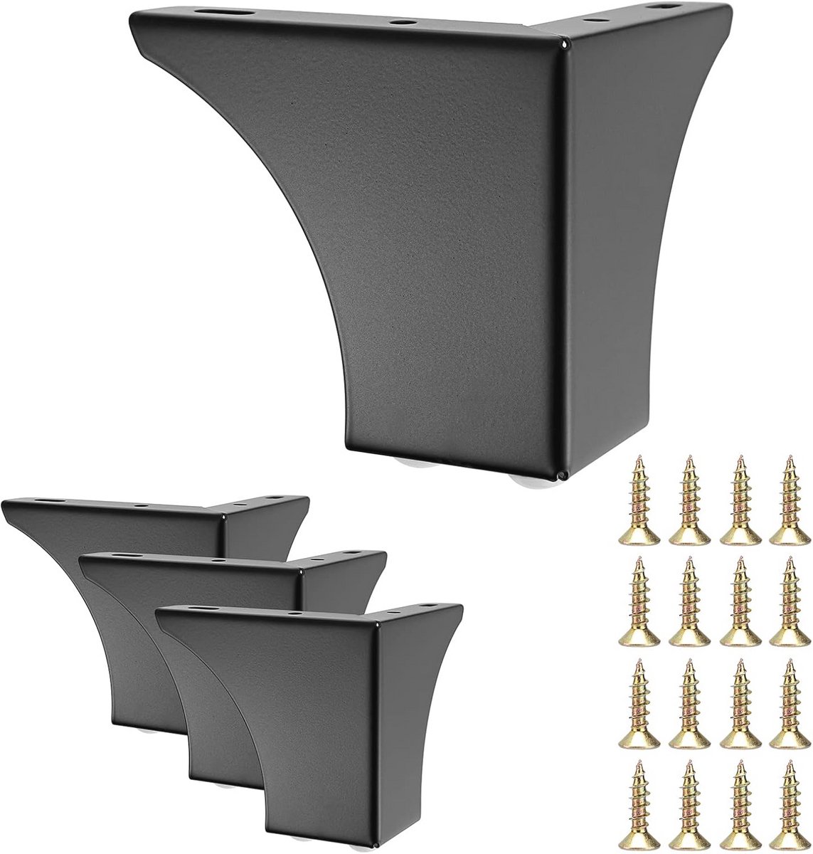 Meubelpoten 10 cm van staal - Set van 4 voor tafels en stoelen - Eenvoudige montage met schroeven