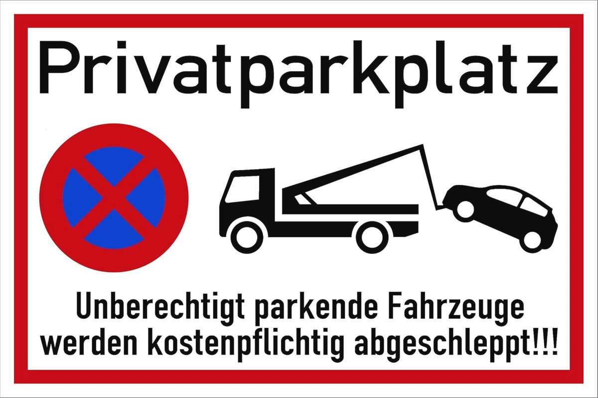 Waarschuwingsbord voor private parkeerplaatsen - ongeautoriseerd parkeren voertuigen worden op kosten weggesleept - zelfklevend en weerbestendig