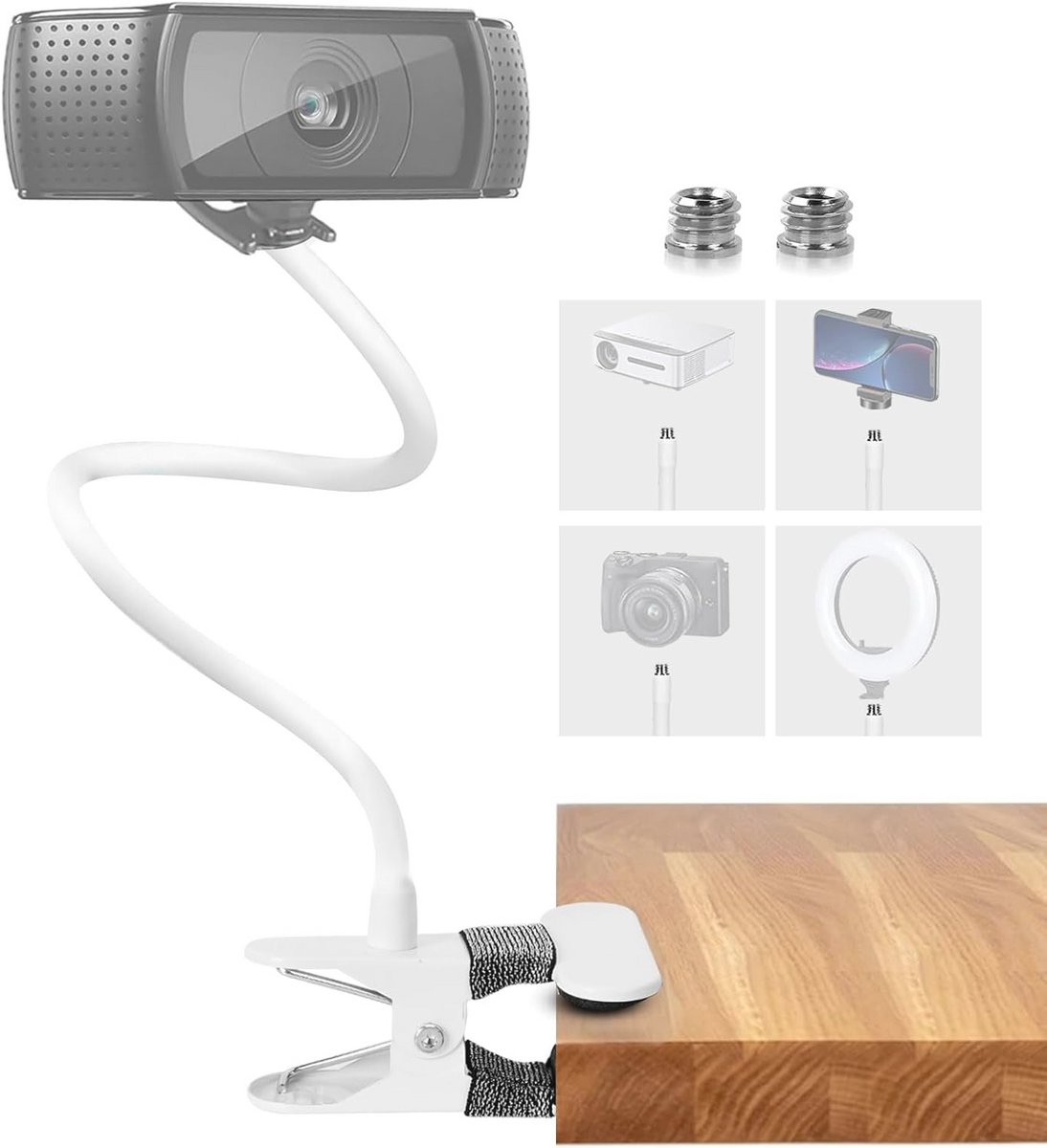 Webcamstandaard met Zwanenhalsbevestiging voor DSLR, Webcam en Telefoons