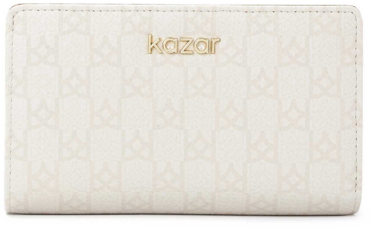 Bright patterned wallet with brown interior
