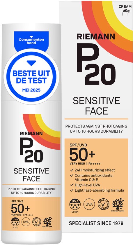 P20 Sensitive Face SPF 50+ - Zonnebrand crème voor gevoelige gezicht - 50 g