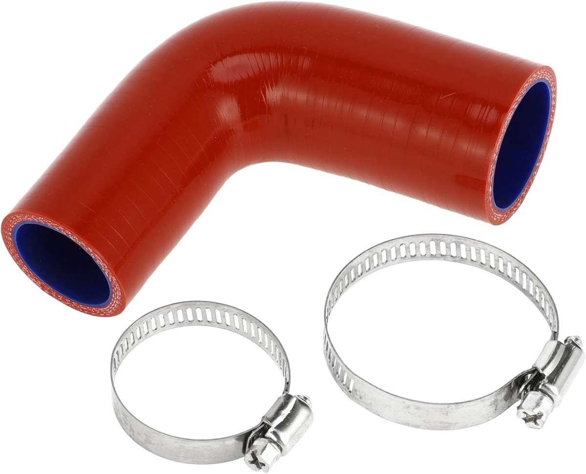 Set van silicone slangen voor auto - rood - blauw - 90 graden - 32 mm - 38 mm - ID 90 mm - lengte met nekbanden - universele koel slang