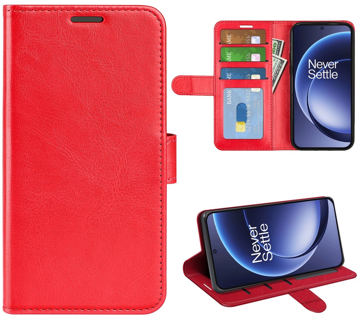 MobyDefend Hoesje - Geschikt voor OnePlus 15 - Wallet Book Case (Sluiting Achterkant) - Rood