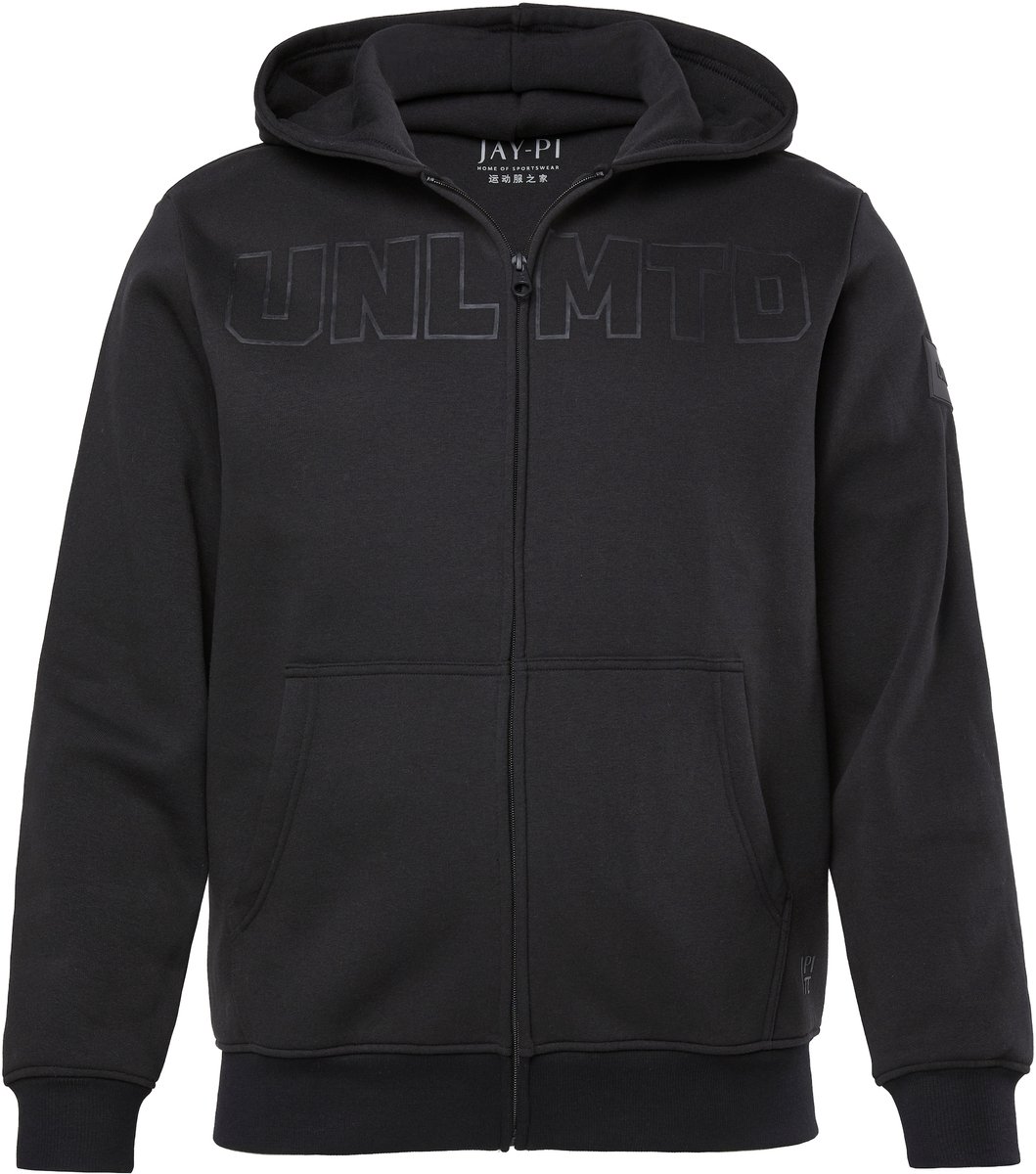 JAY-PI - Heren - Trainingsjack fitness sweatstof capuchon - Zwart - Maat 5XL