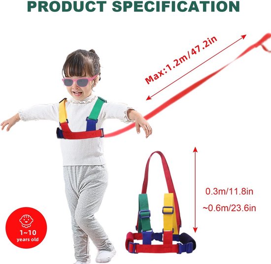 Child Safety Belt for Walking, 2-in-1 Adjustable Baby Harness, Learning Harness for Babies and Children, Anti-Loss Wristband (1 Pack) van Merkloos — afbeelding 3
