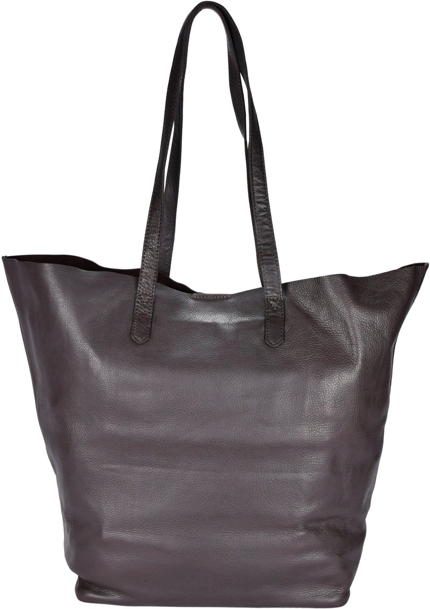 Beocca Mira Leren Shopper Dames - Grote Tas van Plantaardig Gelooid Leer - Handgemaakt - Ruim en Lichtgewicht - Minimalistisch Design - Duurzaam - Donkerbruin