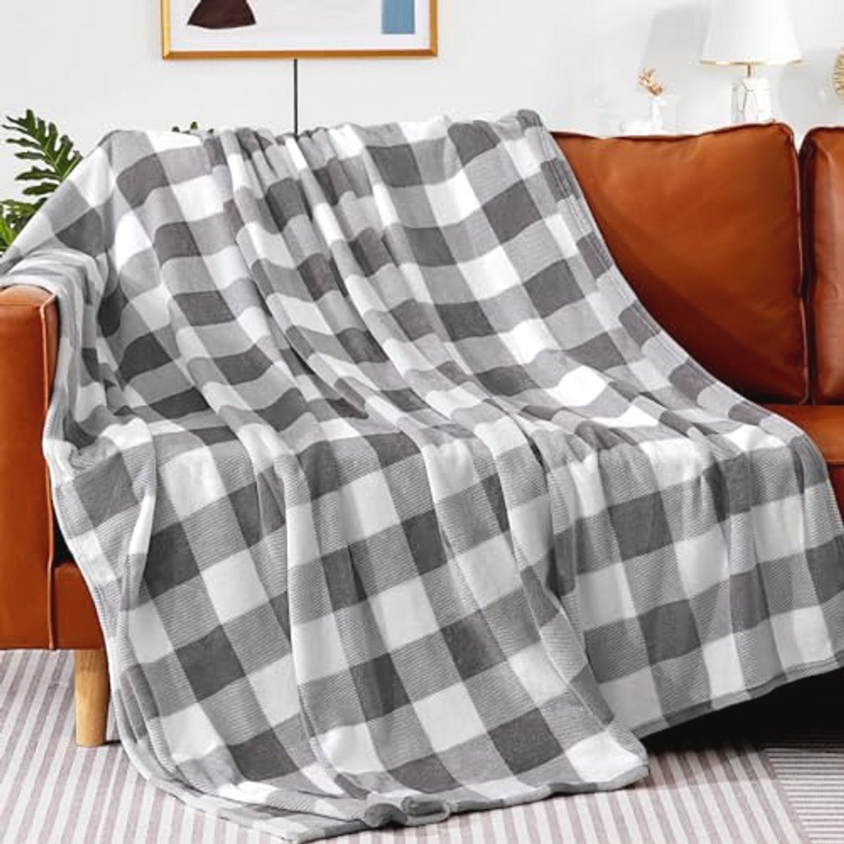Zachte Fleece Plaid Deken voor Bank - Warm en Cozy Geruit Lichtgewicht