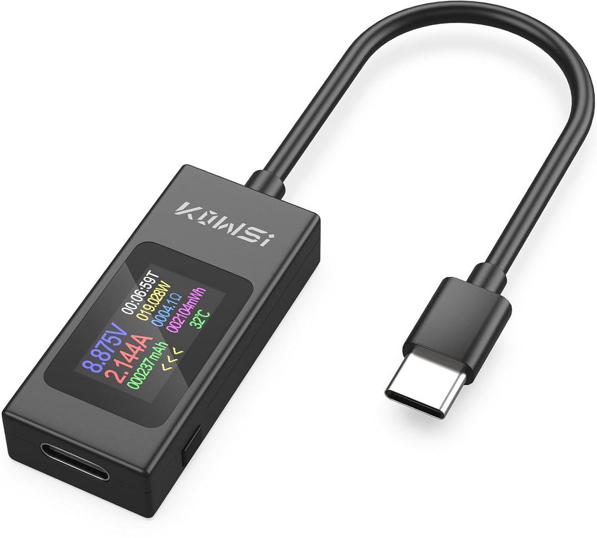 USB C Tester Power Meter - Voltage en Stroom Tester voor USB Capaciteit en Ampèremeter