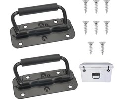 Klapgreep met geveerde functie voor kisten - RVS handvat met rubberen greepafdekking 100 mm