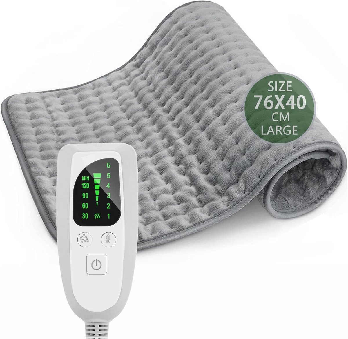 Verwarmingskussen met Timer en 6 Temperatuurniveaus | Wasbaar en Comfortabel 40x76 cm