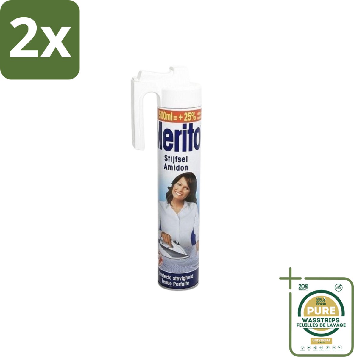 Merito - Stijfsel - 500 ml - Voordeelverpakking - 2 stuks - Linnen - Strijken