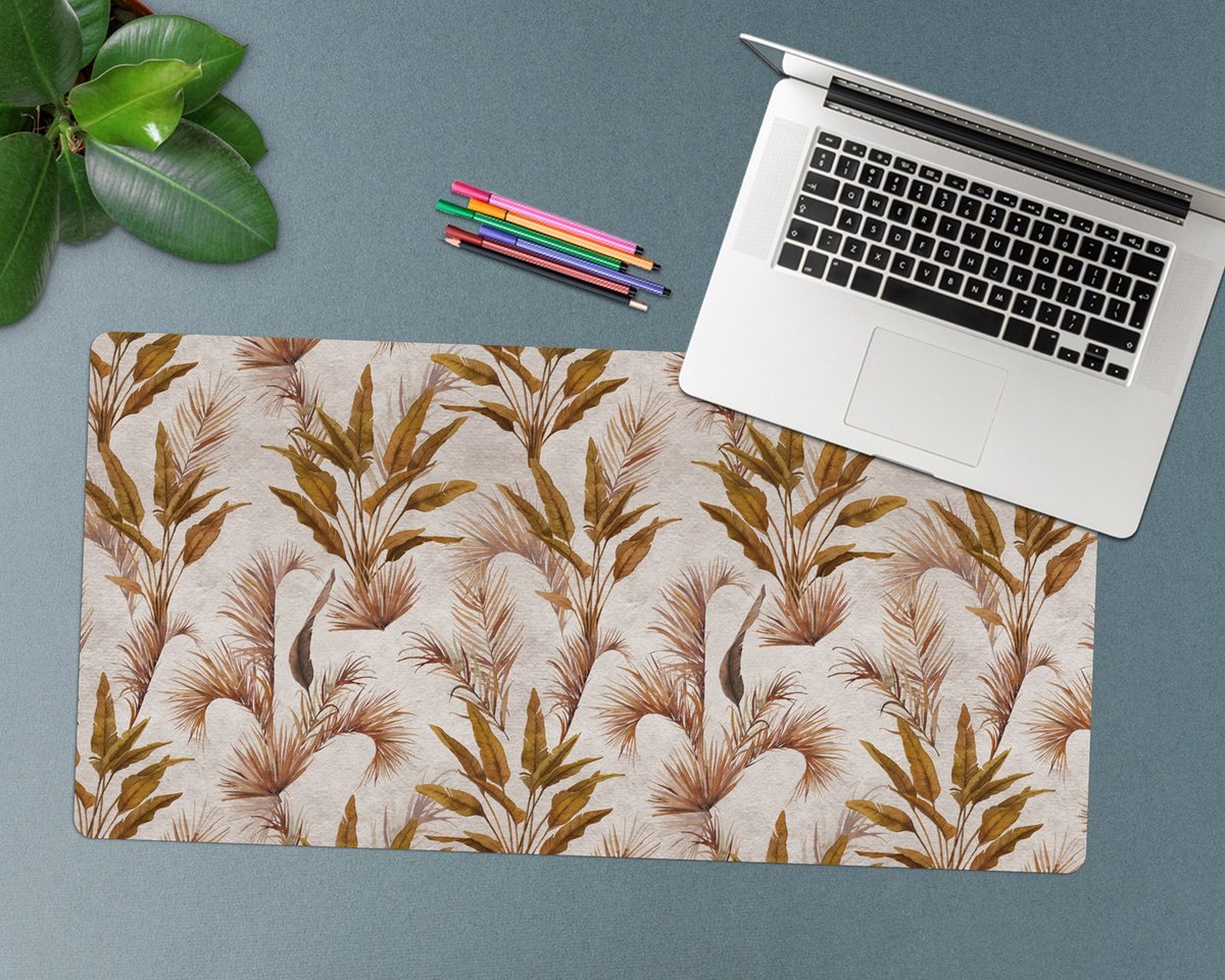 Coloray Bureau Onderlegger - Natuurlijke weelderige vegetatie Bureau Onderlegger XXL - 90 cm x 45 cm - Bruin Bureau Onderlegger - Computer Mat - Bureau Pad - Bureau Mat - Bureaumat