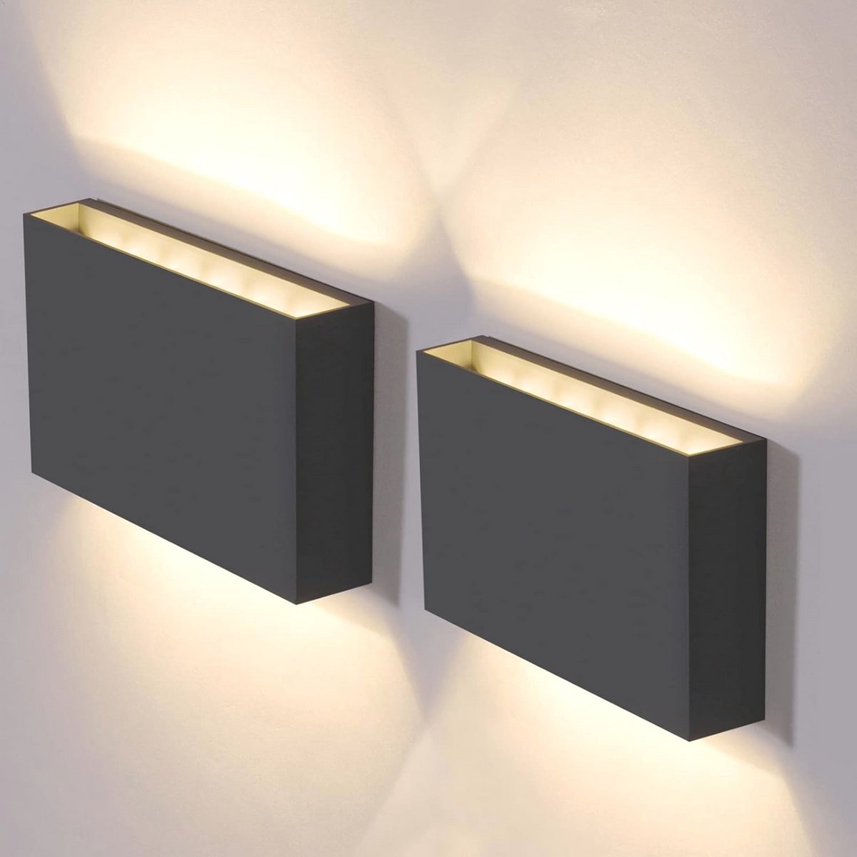 Duurzame Buitenlamp Wandset van 2 - IP65 Waterdichte Wandlampen met 3000K Warm Witte LED V
