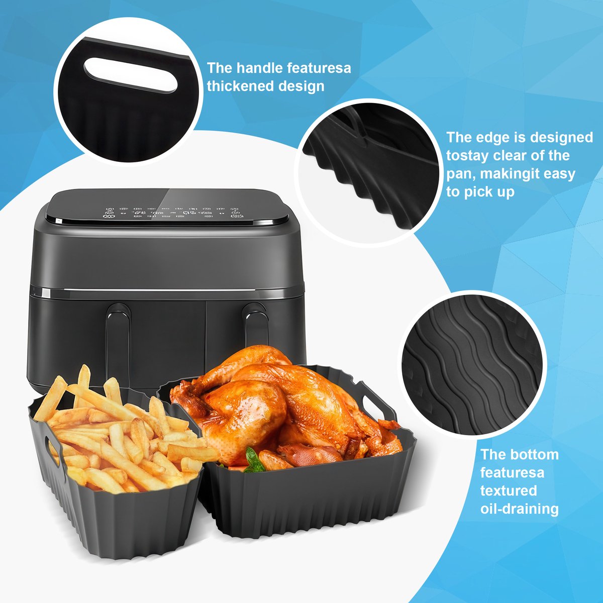 YONO Accessoires Set - geschikt voor Philips Dual Basket Airfryer - 5000 - 3000 series - 18in1 — afbeelding 7
