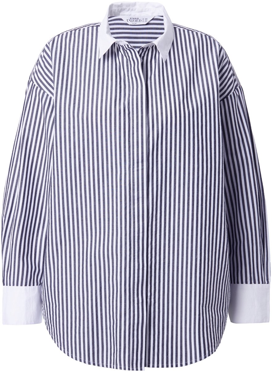 Studio Untold - Dames - Overhemdblouse oversized strepen - Zwart - Maat 58+