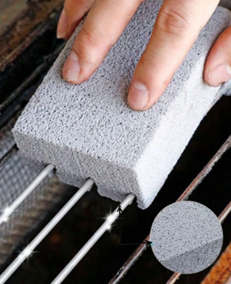 Pradeo - Schoonmaaksteen - Puimsteen - Krachtige Reinigingssteen voor BBQ, Oven & Pannen - Schoonmaak - Harde Steen - Effectieve Verwijdering van Hardnekkig Vuil - 1 Stuk