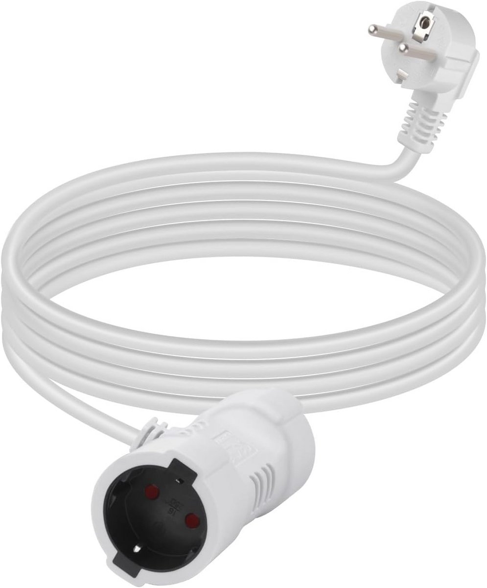 T verlengkabel met dubbele Schuko 2 Speed Sockets - Wit, 1M