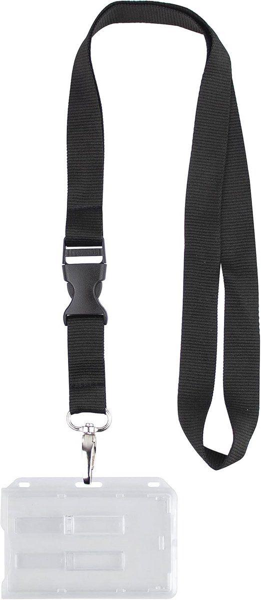 Transparante Kaart Houder voor 2 Identiteitskaarten - 54 x 86 mm - Hardcase met Lanyard
