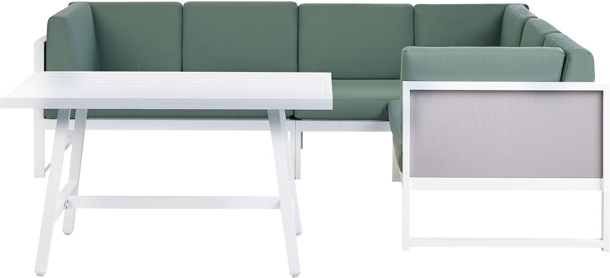 Beliani CASTELLA - Loungeset voor 6 - Wit/Groen - Aluminium