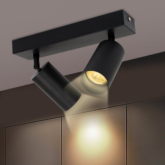 Moderne Plafondlamp met 2 Draaibare Spots - Verstelbare Sfeerverlichting - Industrieel Design