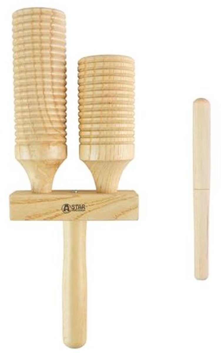 Tweekleurig houten blok Agogo Guiro percussie instrument met klopper