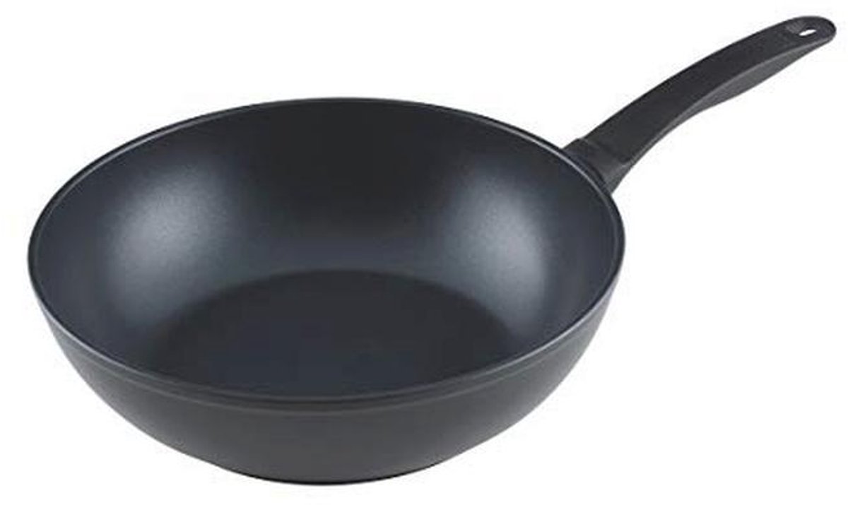 Inductie Aluminium Wok met Antiaanbaklaag - 28 cm, Zwart