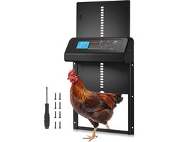 VEVOR Automatisch Kippenluik, Kippenhokdeur met Timer, Handmatige Verstelling en Bescherming Tegen Knelen, Elektrische Kippenrenpoort Opener met Waterdichte Afdichting, Zwart, 350x250x73mm