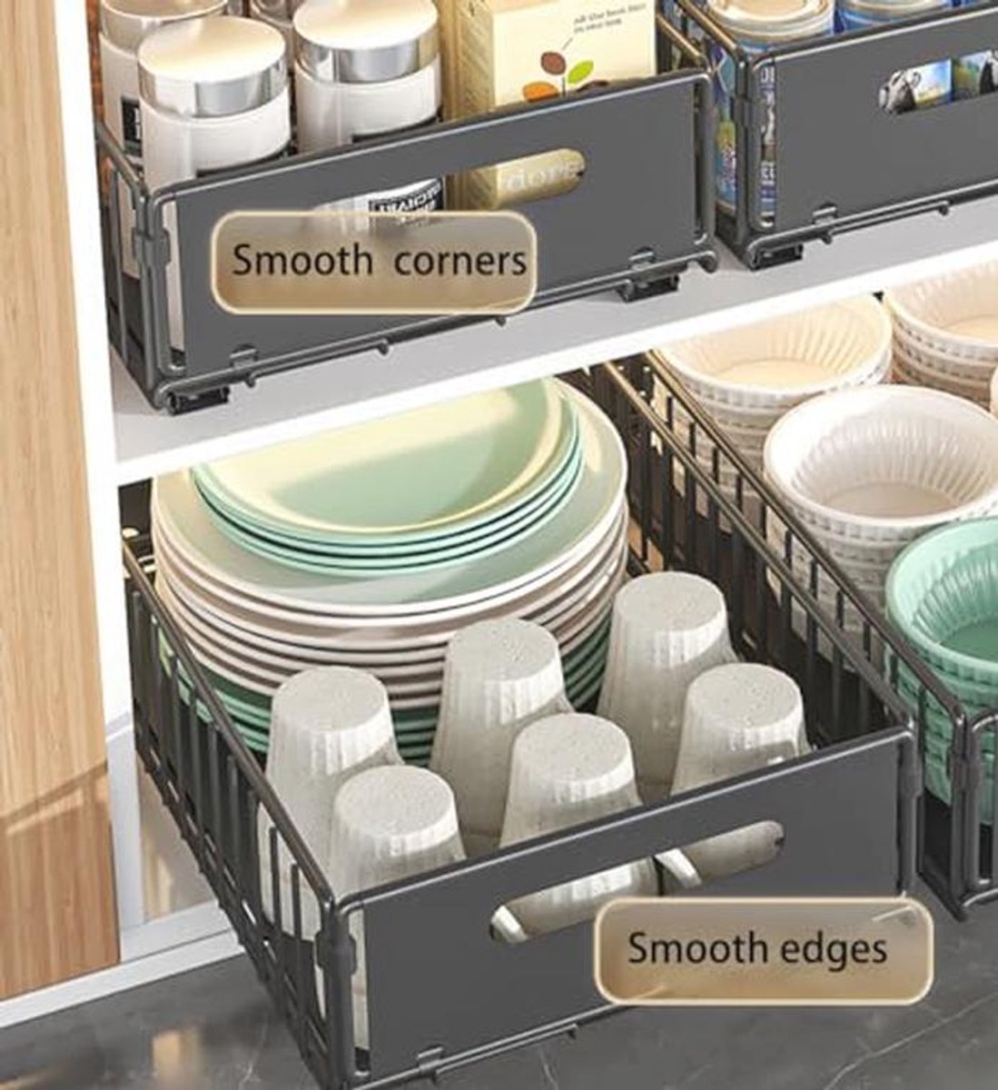 Uittrekbare Keukenorganizer met Schuifplanken - Opbergoplossing voor Kasten, Geen Boren Nodig, Zwart — cadeau in Cadeau-ideeën - foto 4