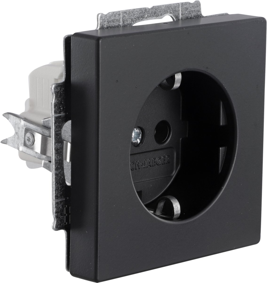 Busch-Jaeger Future Linear - contactdoos - inbouw - 1-voudig - randaarde - zwart