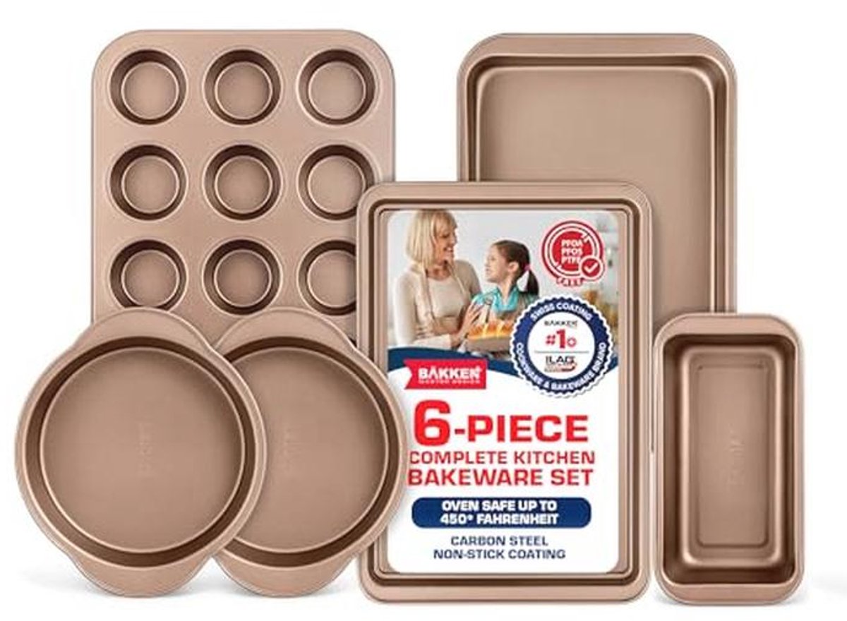6-delige keukenset voor bakvormen - Antiaanbaklaag, Ruimtebesparend Ontwerp, Ovenbestendig, PFOA-vrij