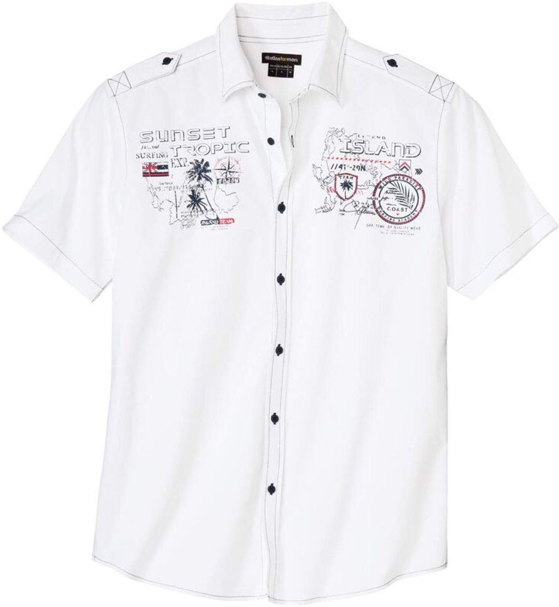 ATLAS FOR MEN - Pilotenoverhemd Sunset Tropic - Heren - Verkrijgbaar in grote maten - M