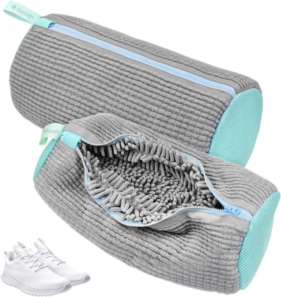 Set de 2 Sacs de Lavage de Chaussures Novaex® – Sac de Lavage 2 Pièces pour Chaussures avec Fermeture à Glissière – Filet de Lavage Machine à Laver pour Chaussures & Baskets – Design Adapté à la Forme de la Chaussure – Nettoyage Étendu à 360°