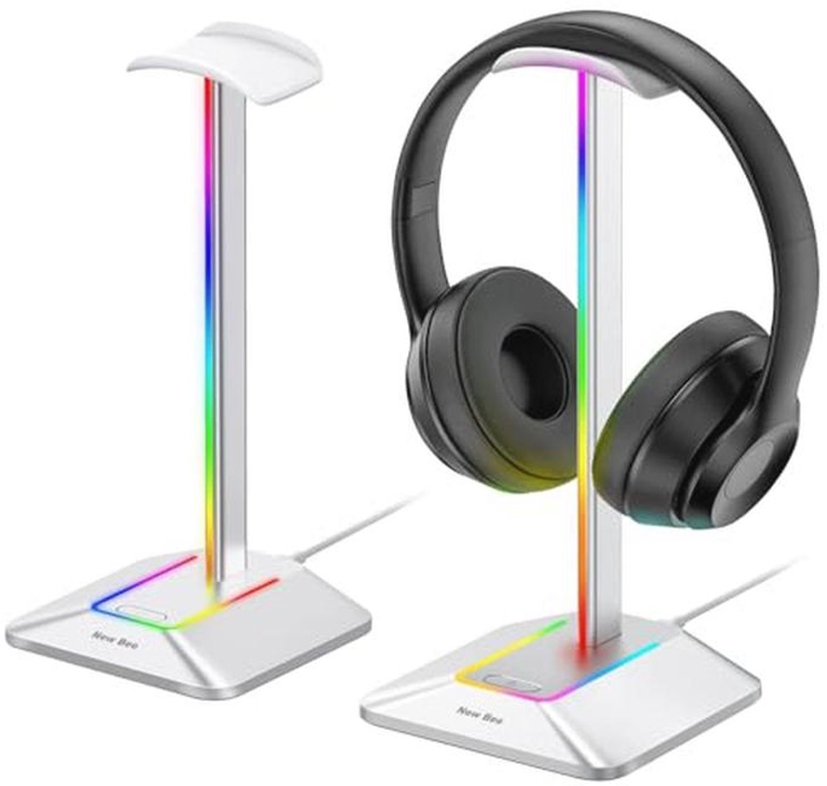 RGB Hoofdtelefoonstandaard met Draadloze Oplading en 7 Verlichtingseffecten