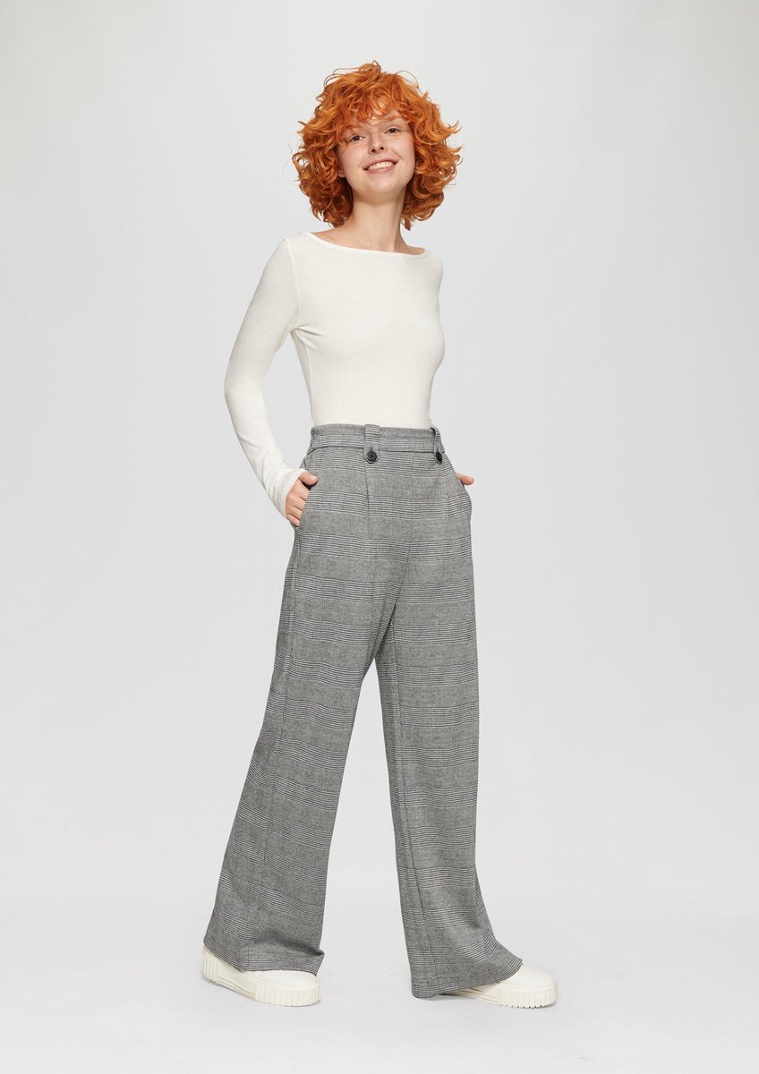 Q/S designed by - Broek - Maat 34 - Vrouwen - 99N0 GREY/BLACK - polyester
